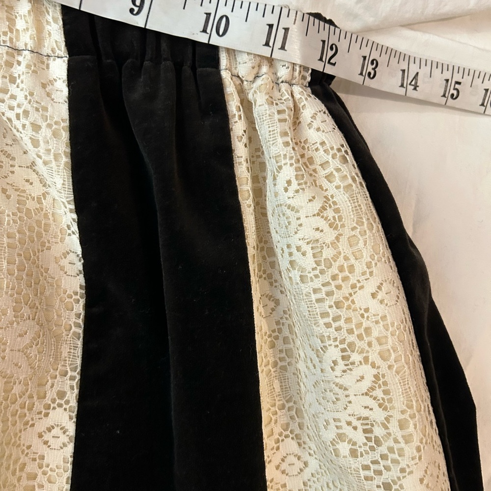 VINTAGE 70s JEANNE BOUCHEVER Cotton Velvet & Lace Patchwork Maxi Skirt S-L - Picture 13 of 16